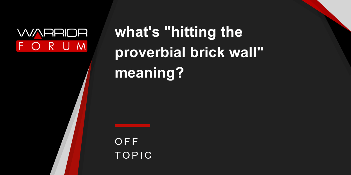what's "hitting the proverbial brick wall" meaning? Warrior Forum