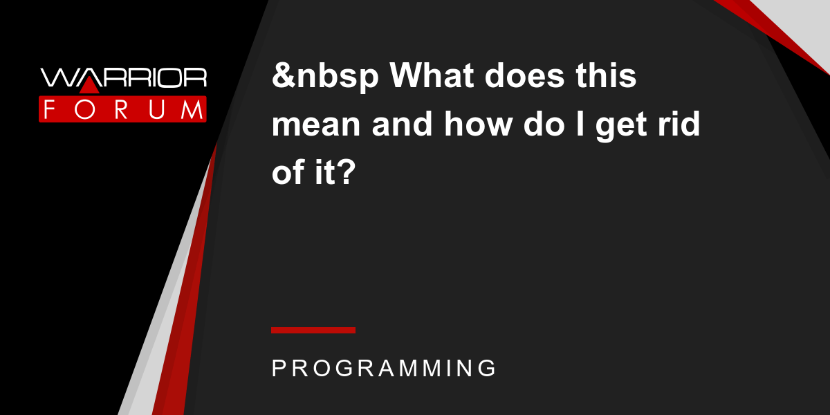 What does this mean and how do I get rid of it? Warrior Forum The