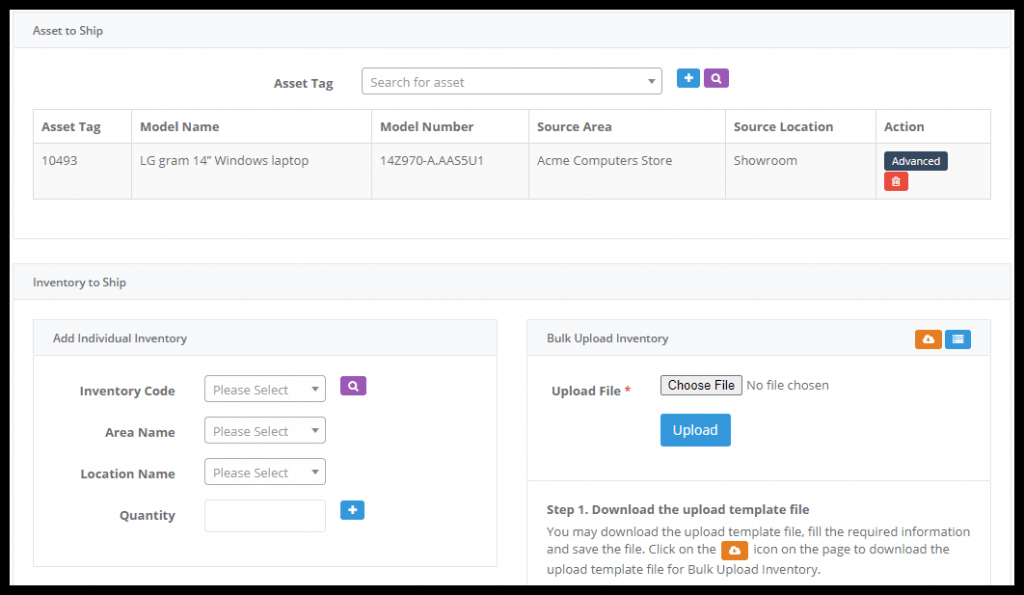shipping assets and inventory with tracmor asset