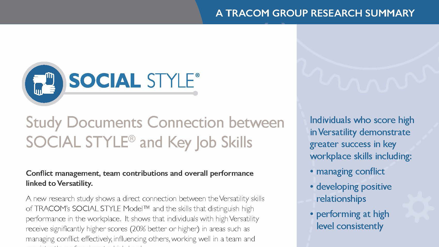 Research SOCIAL STYLE® and Key Job Skills Group