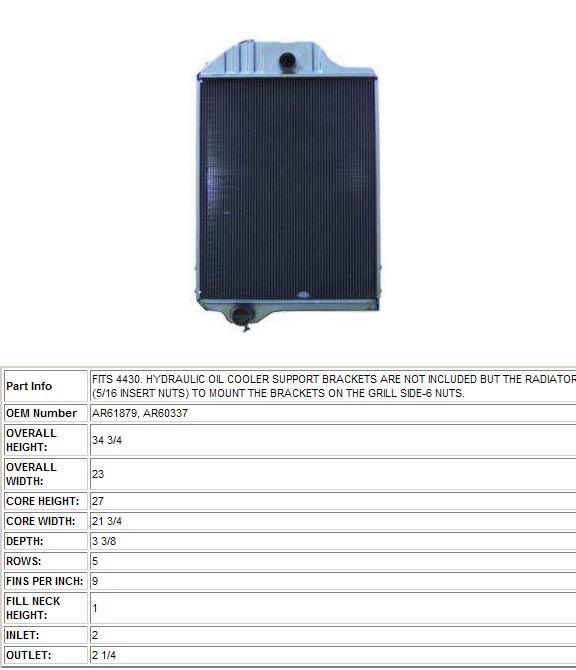 John Deere Radiators 19352005 Low prices Fast Shipping