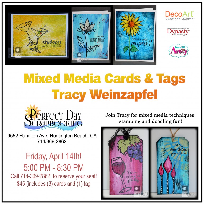 Perfect Day Scrapbooking Mixed Media Cards & Tag Class Tracy