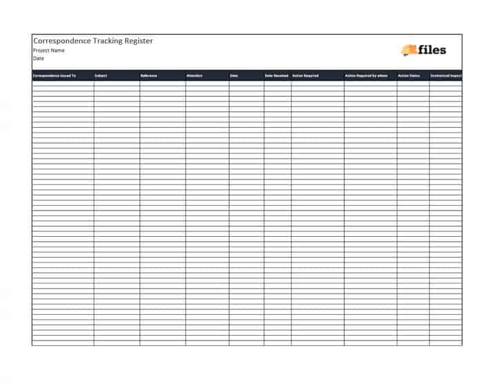 Construction Project Correspondence Tracker Template International
