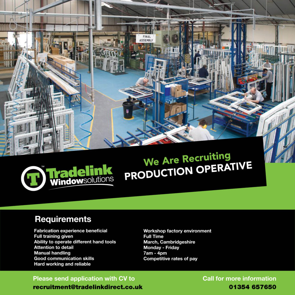 Vacancy PVC Production Operator Tradelink Window Solutions