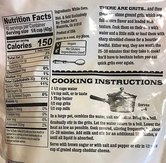 Trader Joe’s STONE GROUND GRITS Trader Joe’s Rants & Raves (mostly