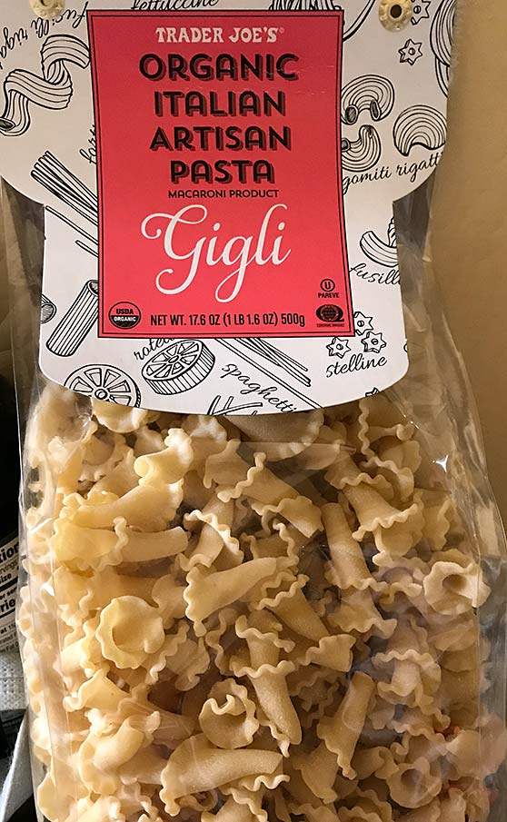 TJ’s ORGANIC ITALIAN ARTISAN GIGLI PASTA (with recipe) Trader Joe’s