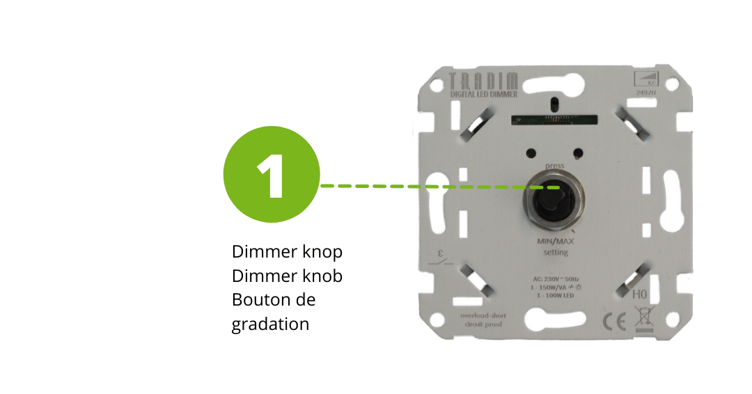 Afstellen van een led dimmer Tradim BV