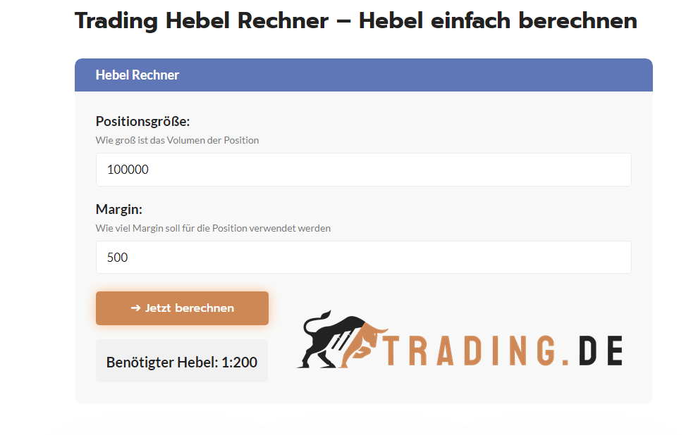 Trading Hebel Rechner Für Aktien, CFDs, Forex berechnen