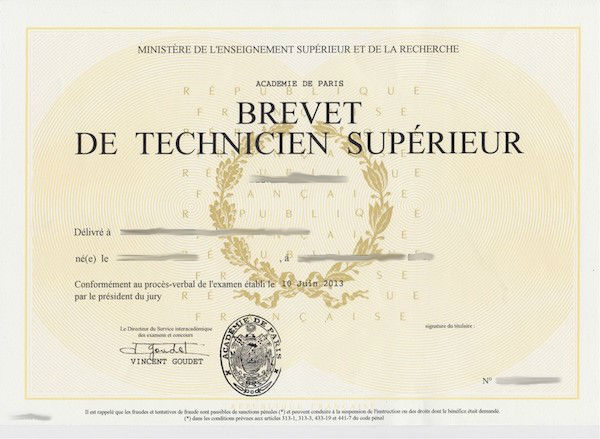 brevet de technicien superieur translate
