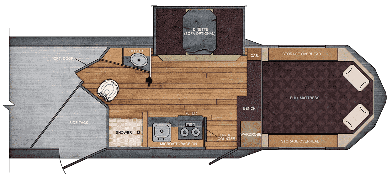 7 ft. Wide 10×10 Living Quarters Trailer Floor Plan Trails West Trailers