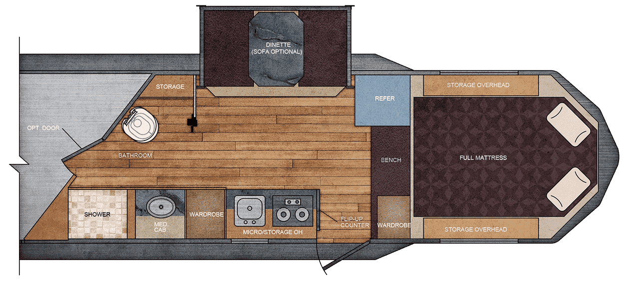 7ft. Wide 10×15 Living Quarter Trailer Floor Plan Trails West Trailers