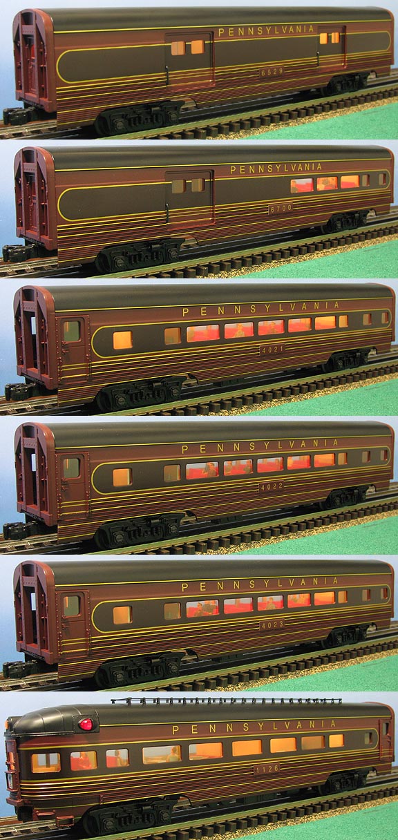 Lionel 0 PENNSYLVANIA ALUMINUM PASSENGER 6CAR SET