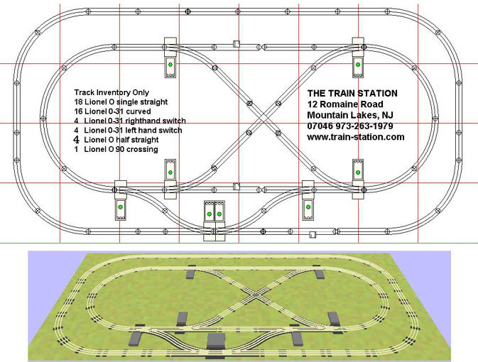 Lionel 0 LAYOUT WITH 2 MAINLINES AND FIGURE 8 (O GAUGE TRACK)