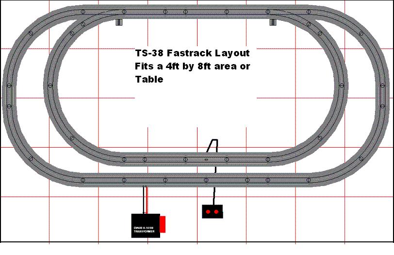 Lionel 0 THE FASTRACK 4 BY 8 LAYOUT WITH TRANSFORMER