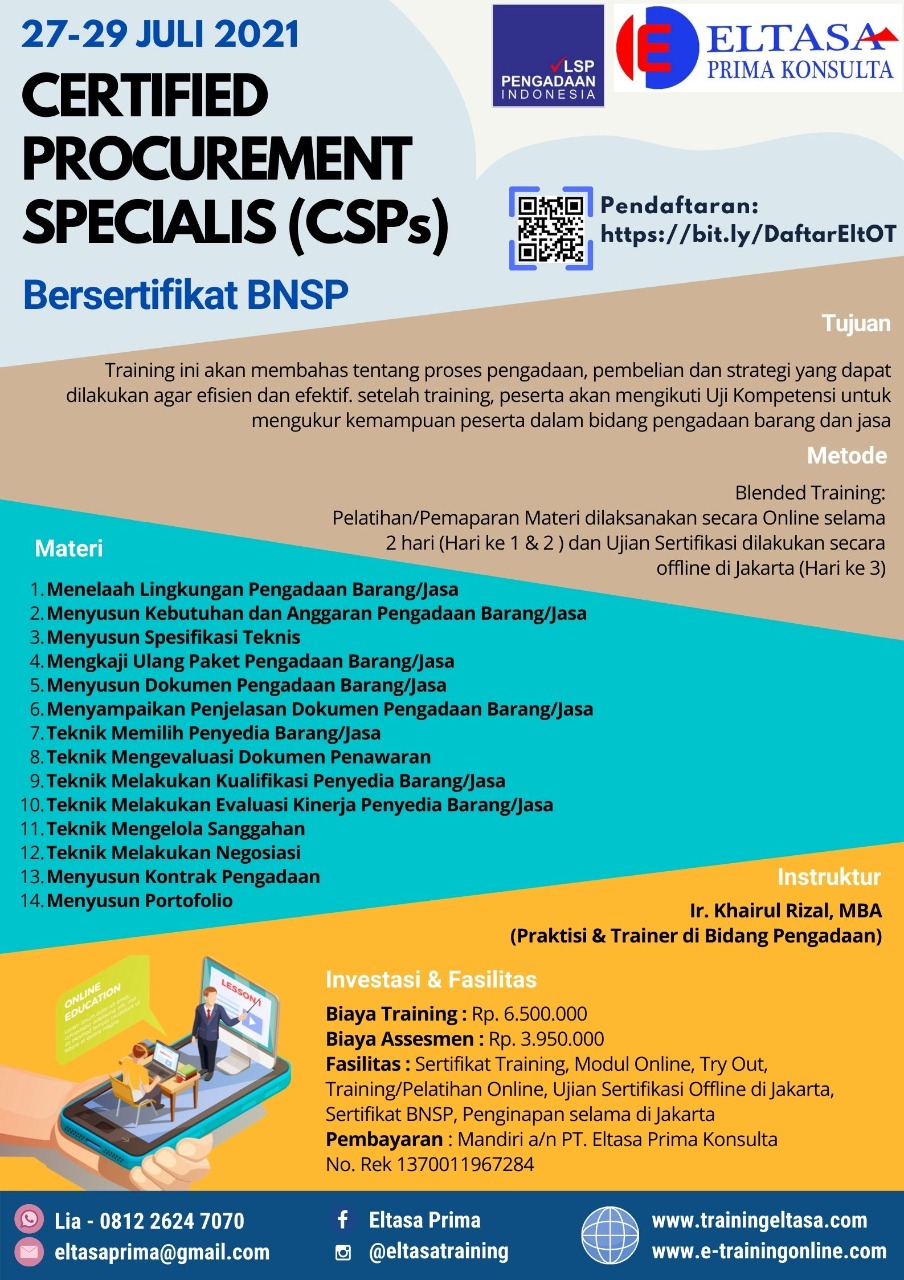 Online Training Certified Procurement Specialist Jadwal