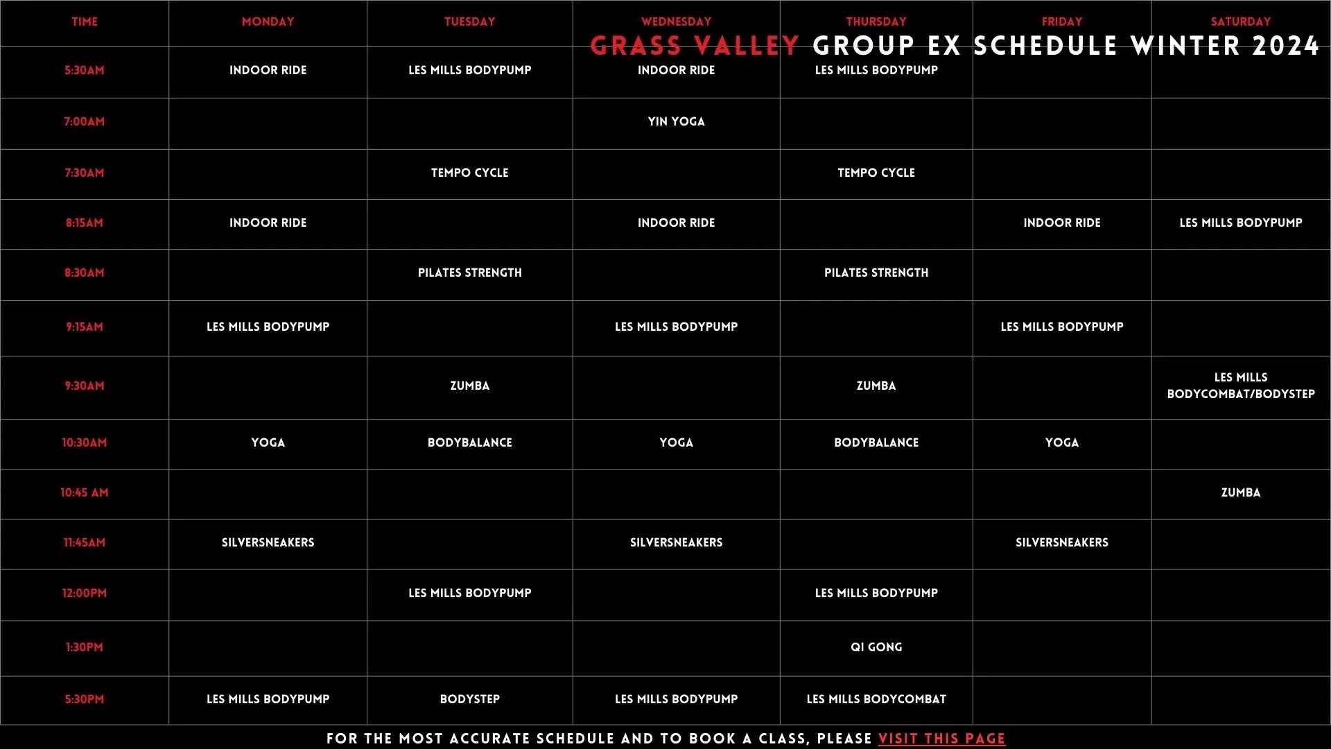 Grass Valley Schedule TRAINING ZONE Marysville & Grass Valley