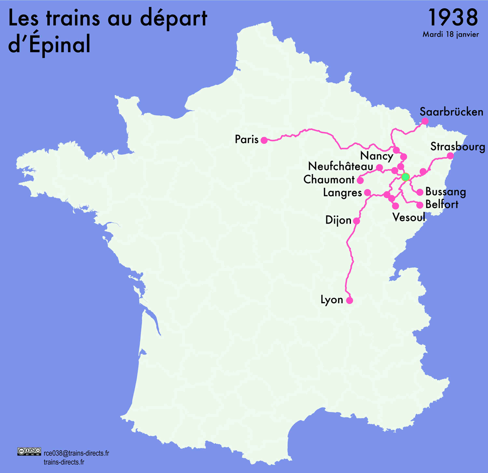 Les Points Douloureux De Epinal Sur Carte De France Carte des trains directs au départ d'Epinal en 2021