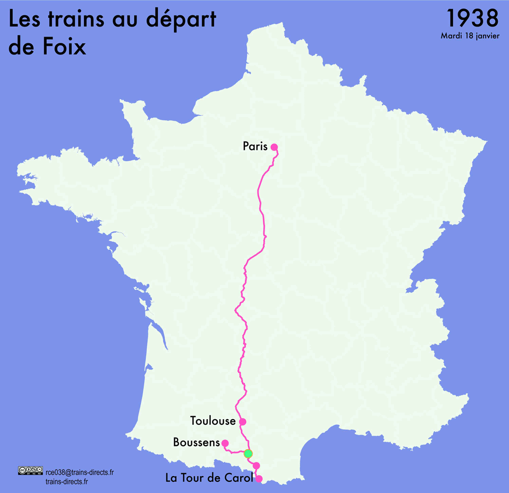 Pain Points À Sainte-Foy-La-Grande Carte des trains directs au départ de Foix en 2021.