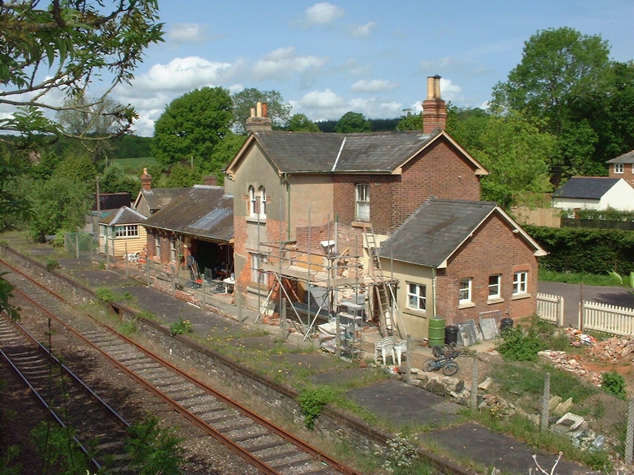 Former Dinton station building and up platform