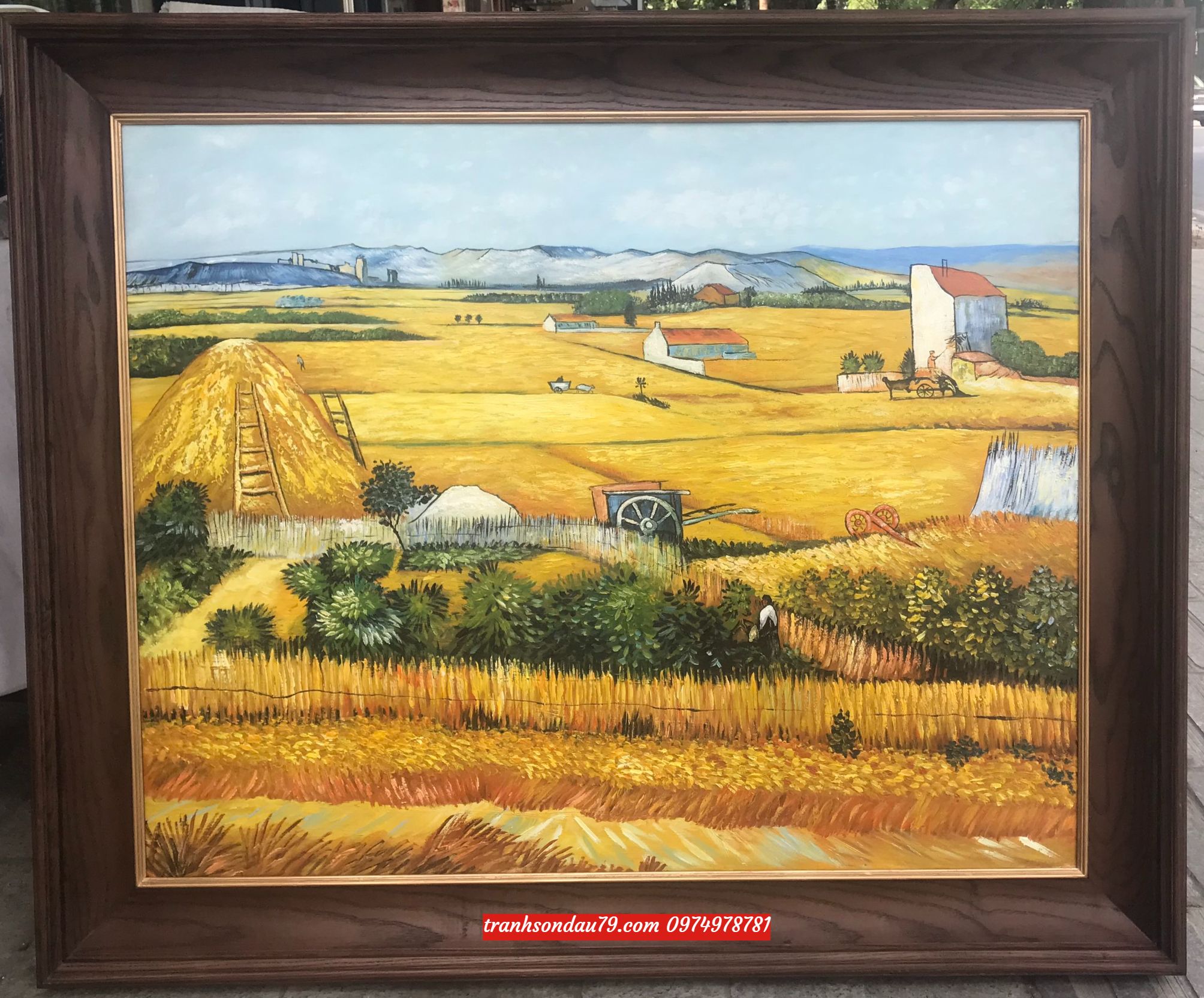 Tranh Van gogh, tranh sơn dầu lúa mì vangogh khung Gỗ ST92 Tranh sơn