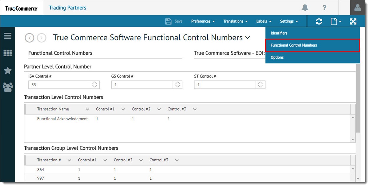 Changing the Functional Control Number