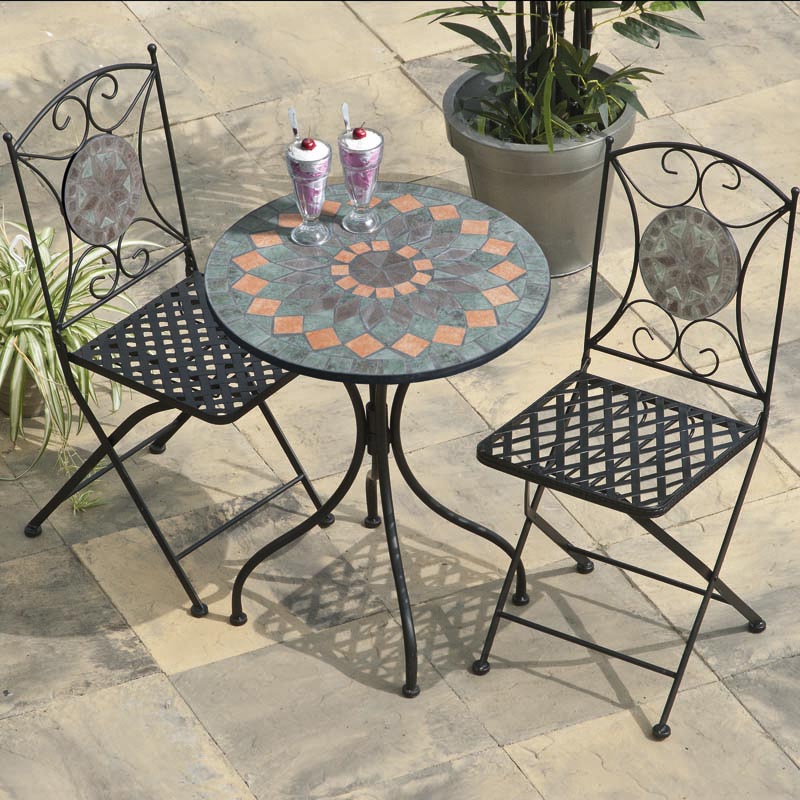 Cairo 60cm Mosaic Bistro Set Orange Tile TransContinental Group Ltd