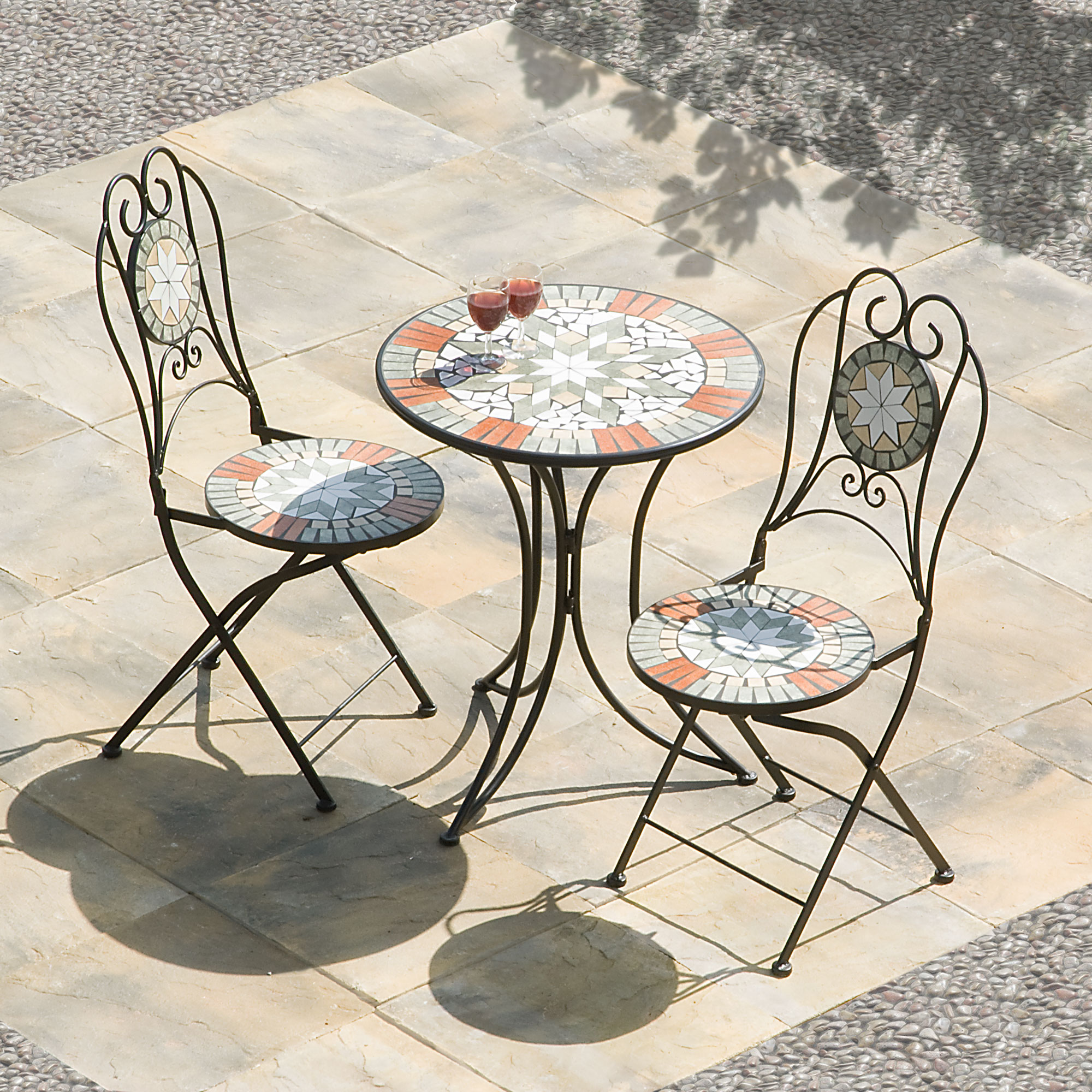 Star 90cm Mosaic Cast Iron Bistro Set TransContinental Group Ltd