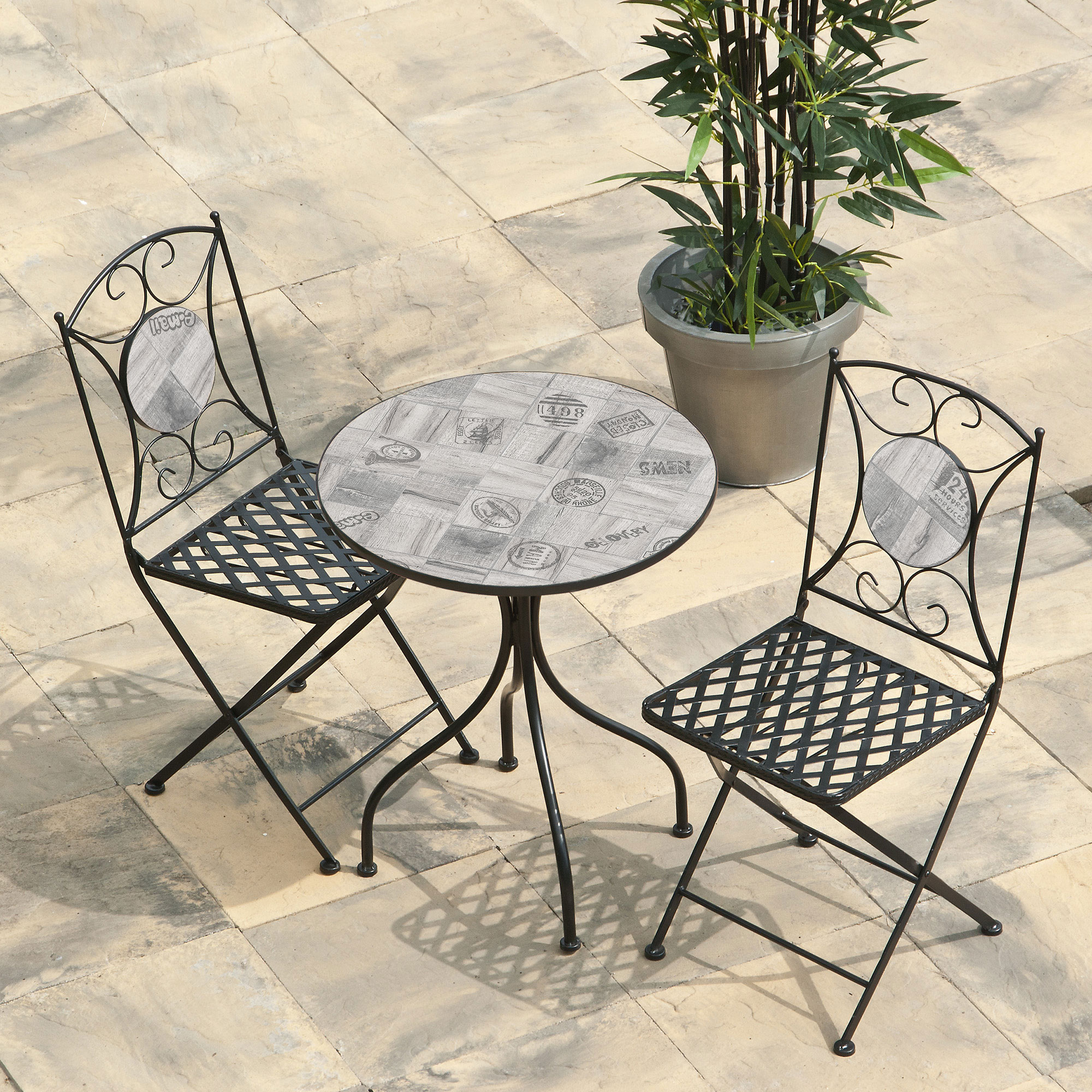 60cm Mosaic Bistro Set English Design Grey TransContinental Group Ltd
