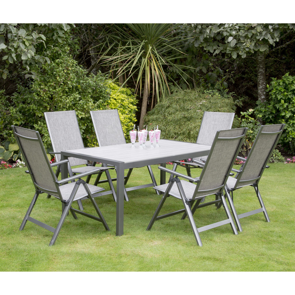Adrano 160cm Seat Polywood Alum Dining Collection Recl. Trans