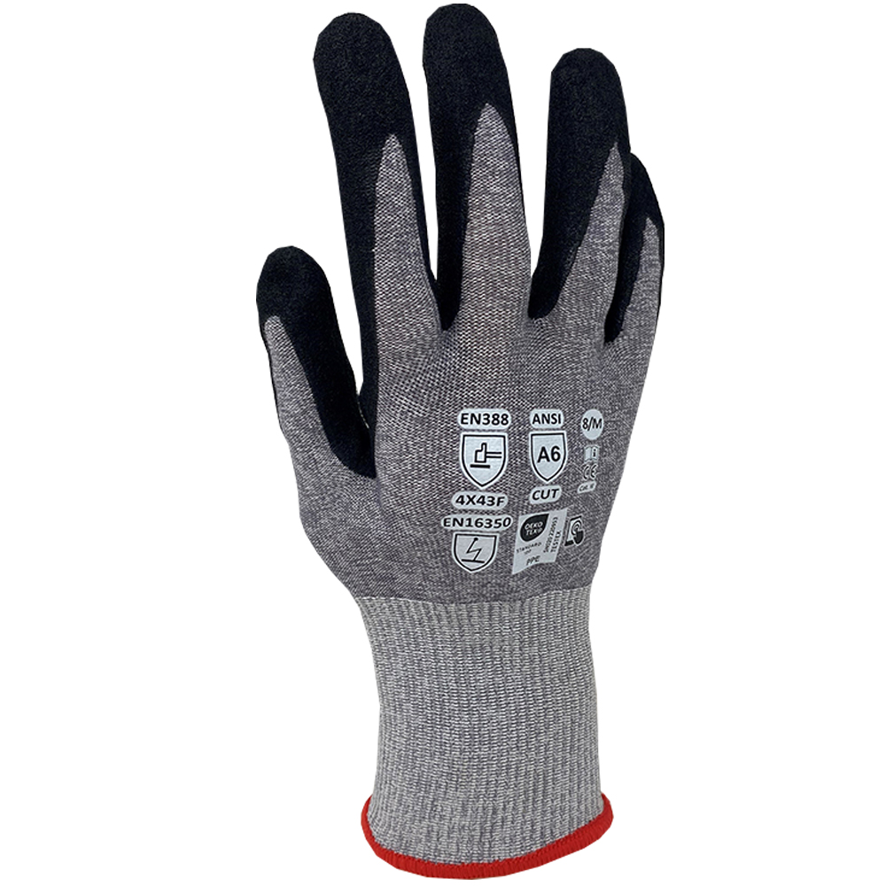 GL6500N ESD Level 6 Cut Resistant Gloves Nitrile Palm Coated Anti