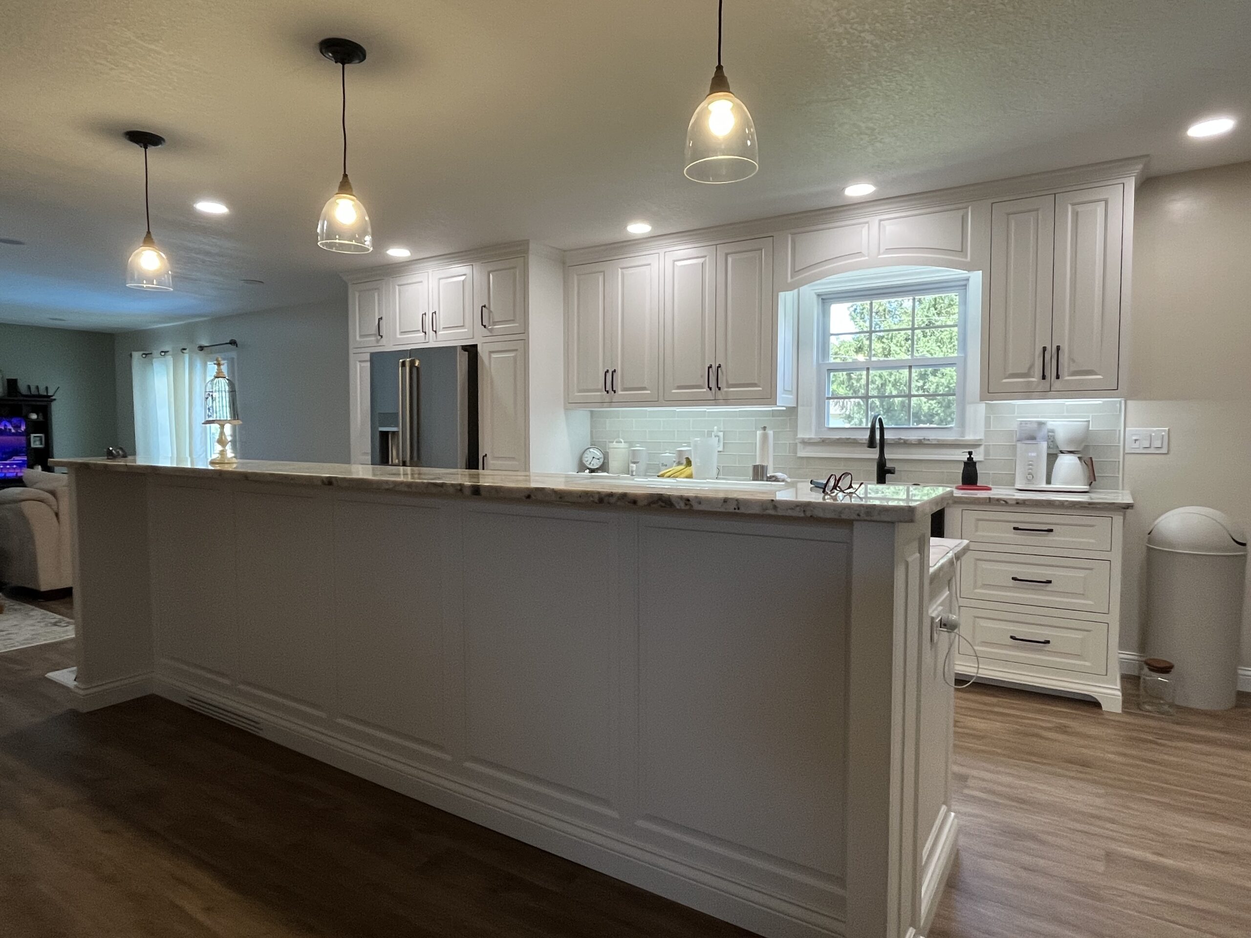 Kitchen Remodel With Custom White And Grey Countertops