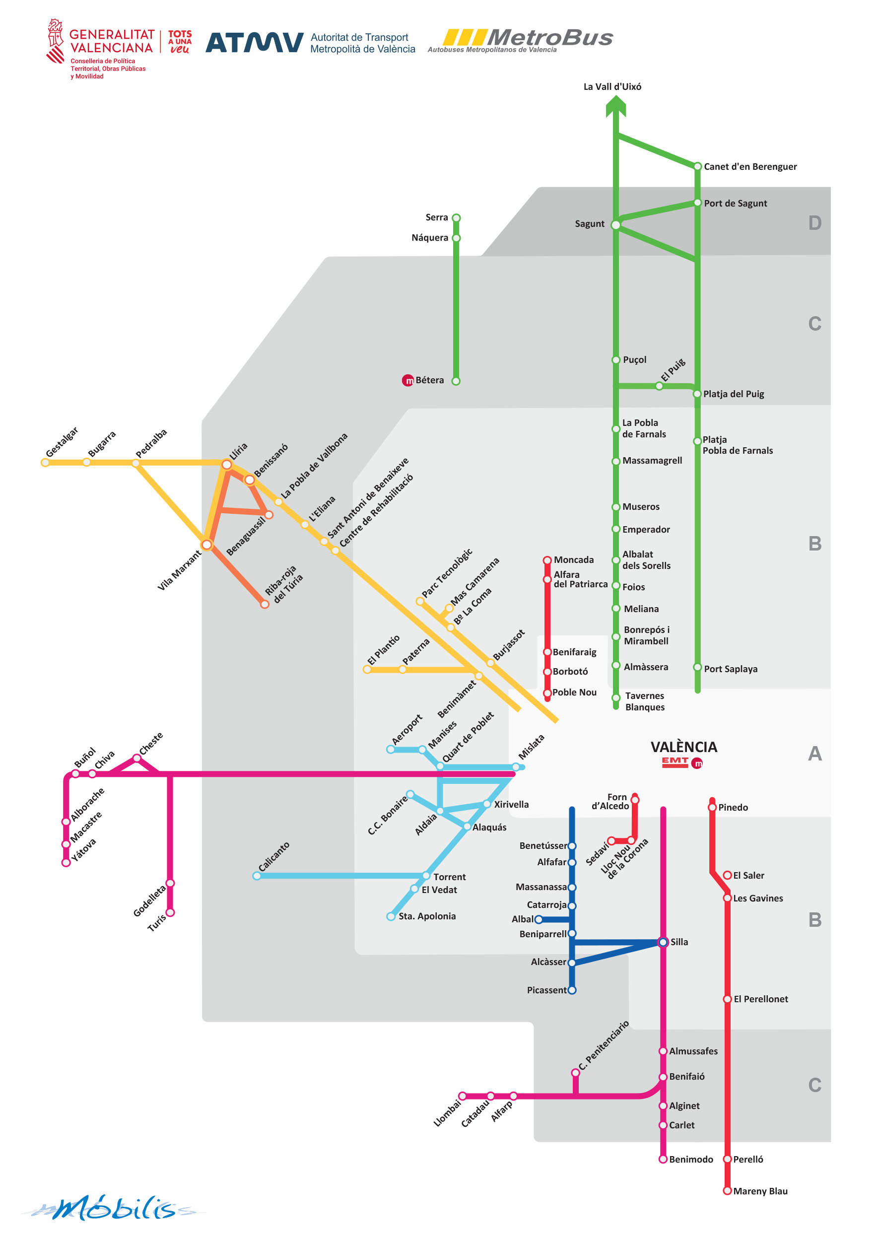 Metro Bus Kaart Valencia Transit Maps Submission Official Map MetroBus Zone Map, Valencia, Spain