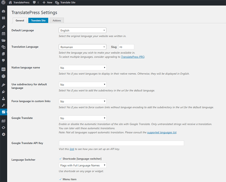 Translate The Core Theme by Themefuse TranslatePress