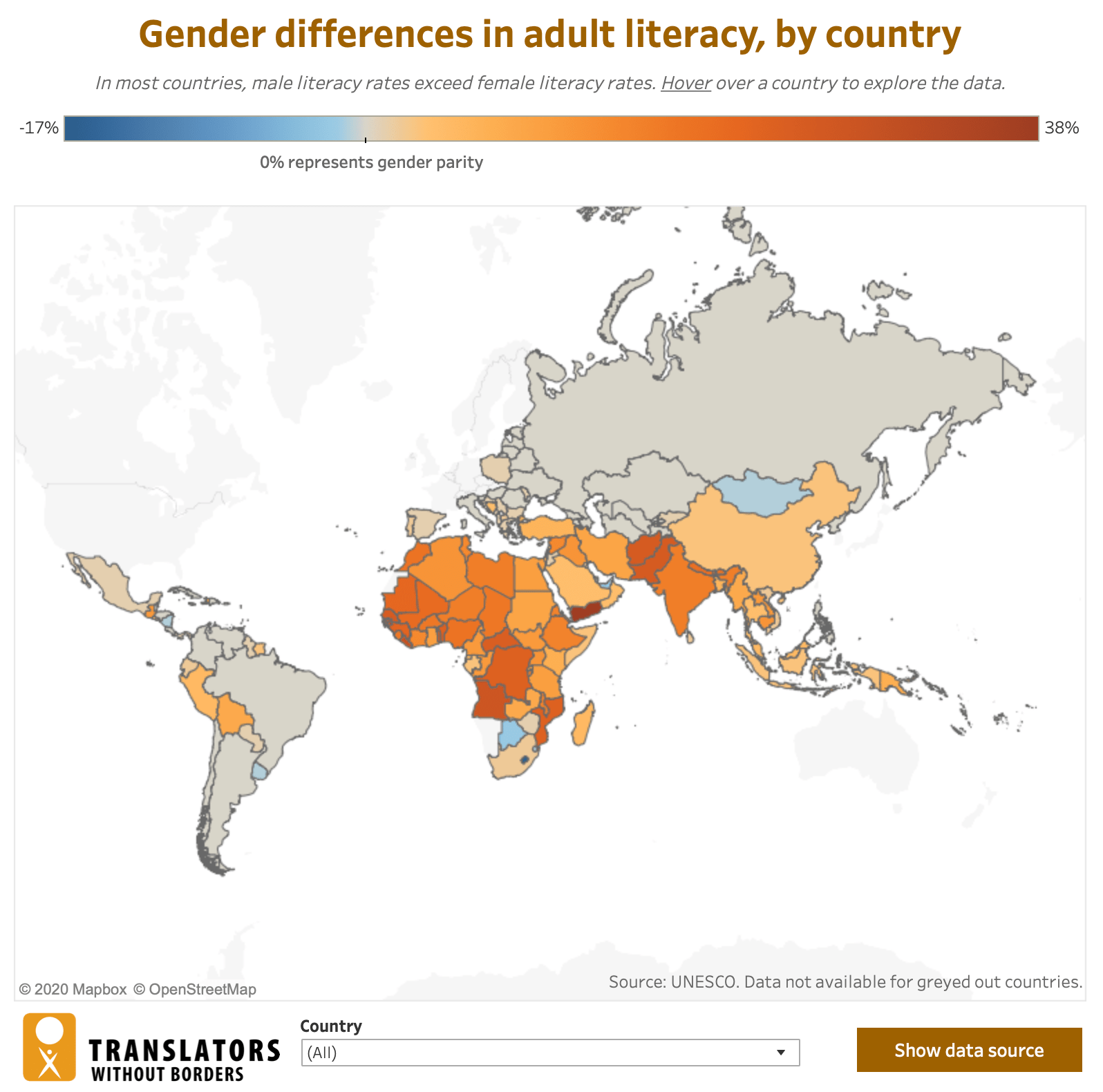 Global Literacy Map by Gender Translators without Borders