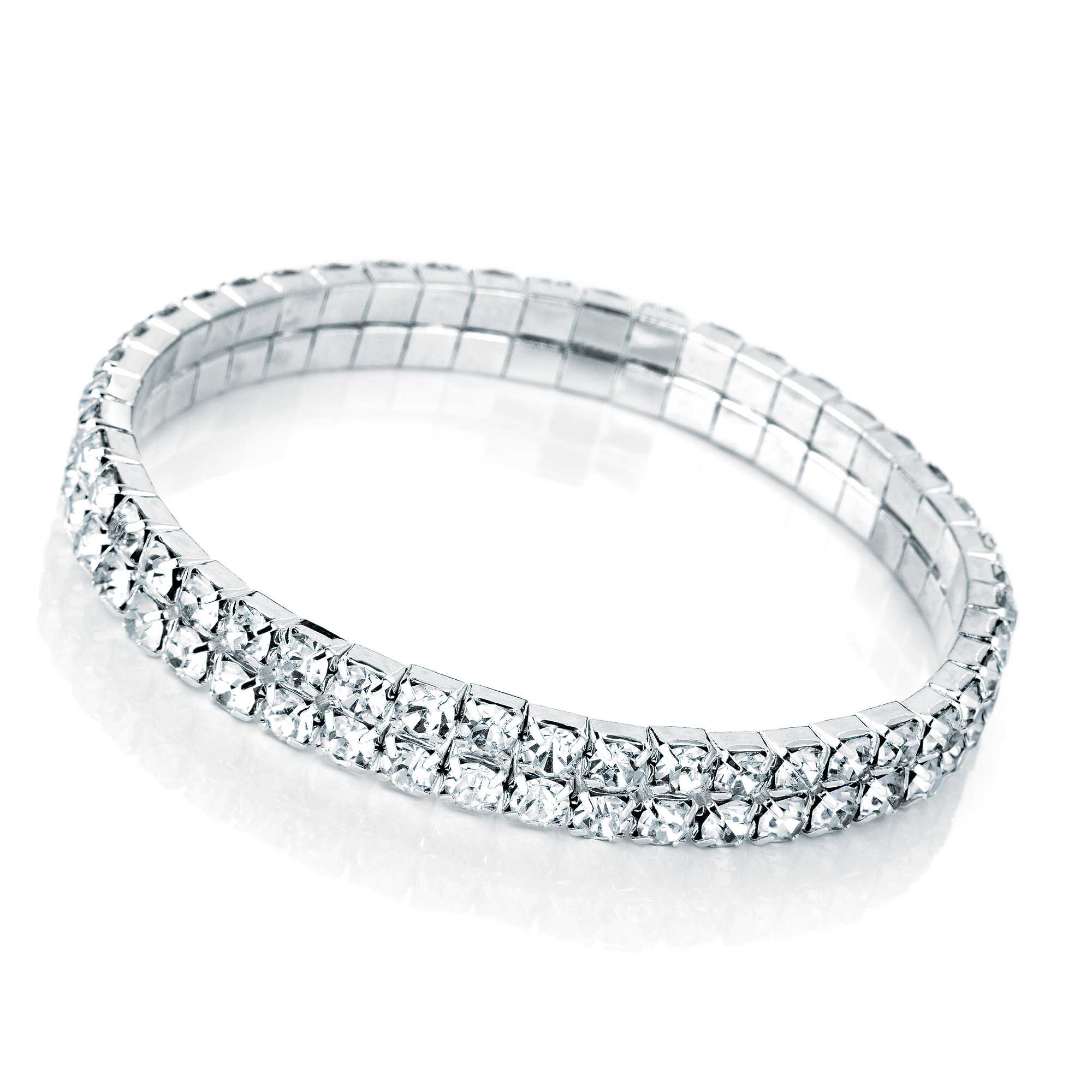 B6 Two row silver colour crystal bracelet Translife Limited