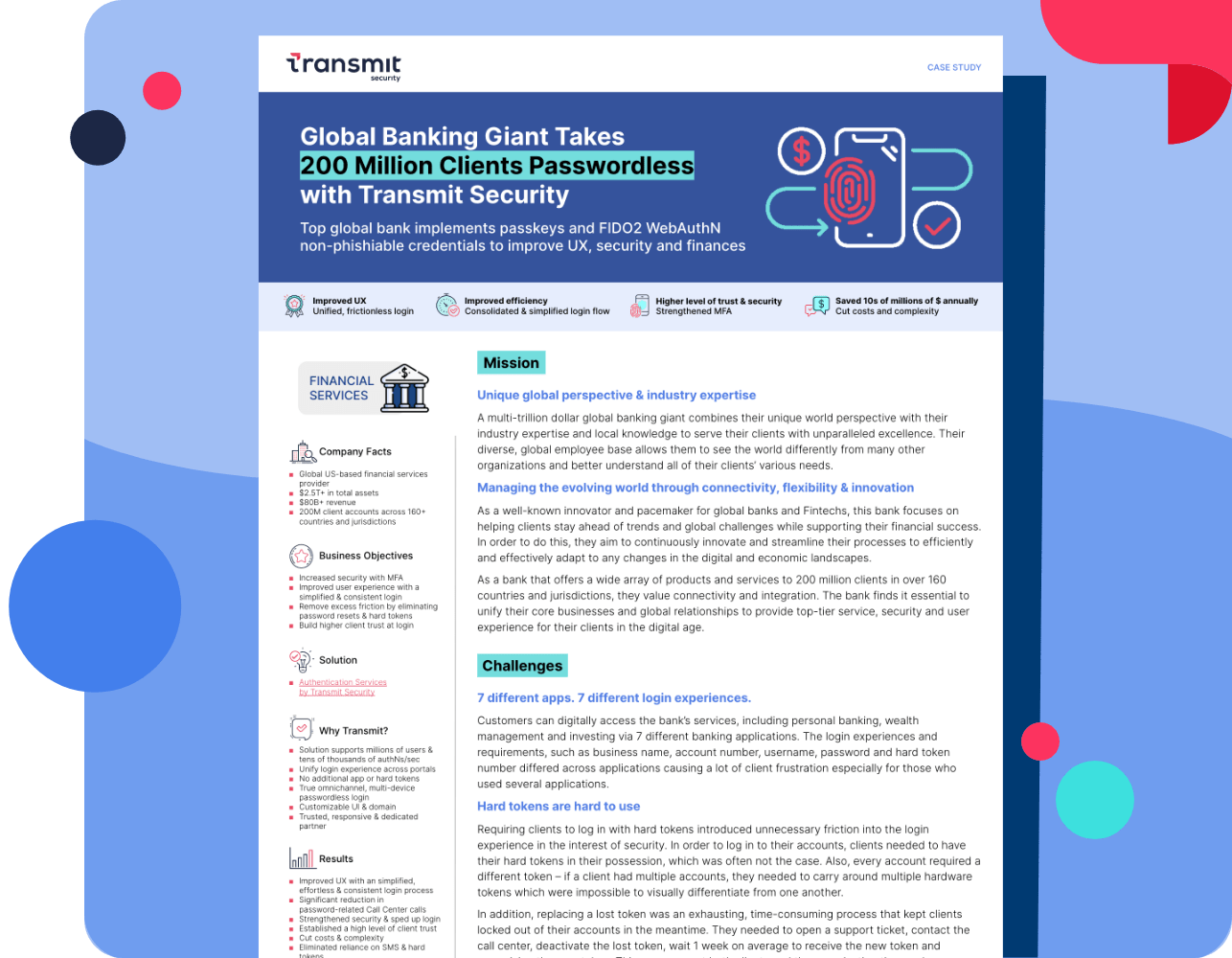 Global bank takes 200 million customers passwordless with Transmit