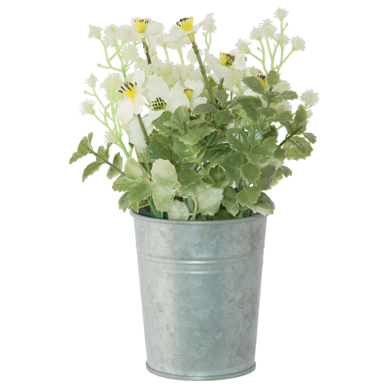 WHITE ARRANGEMENT METAL VASE 22CM Transnatal