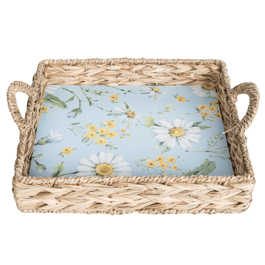 MDF Woven Tray with Daisy Pattern Transpac Brands