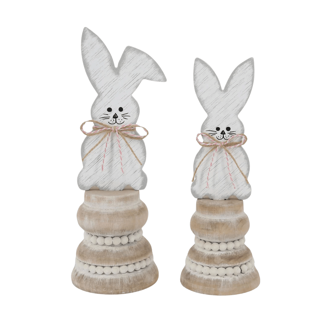 Wood Bunny on Stand S/2 Transpac Brands