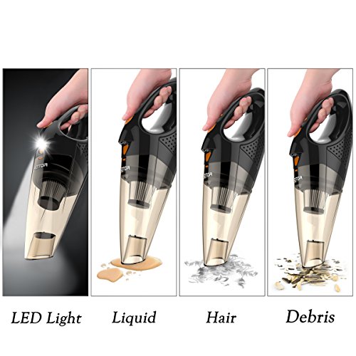 HOTOR Corded Car Vacuum Cleaner with LED Light, DC12Volt Wet/Dry