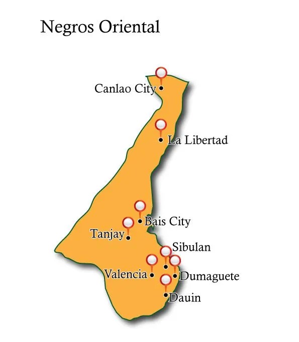 Negros Oriental Region Map: Abilla — Zamboanguita Philippines.