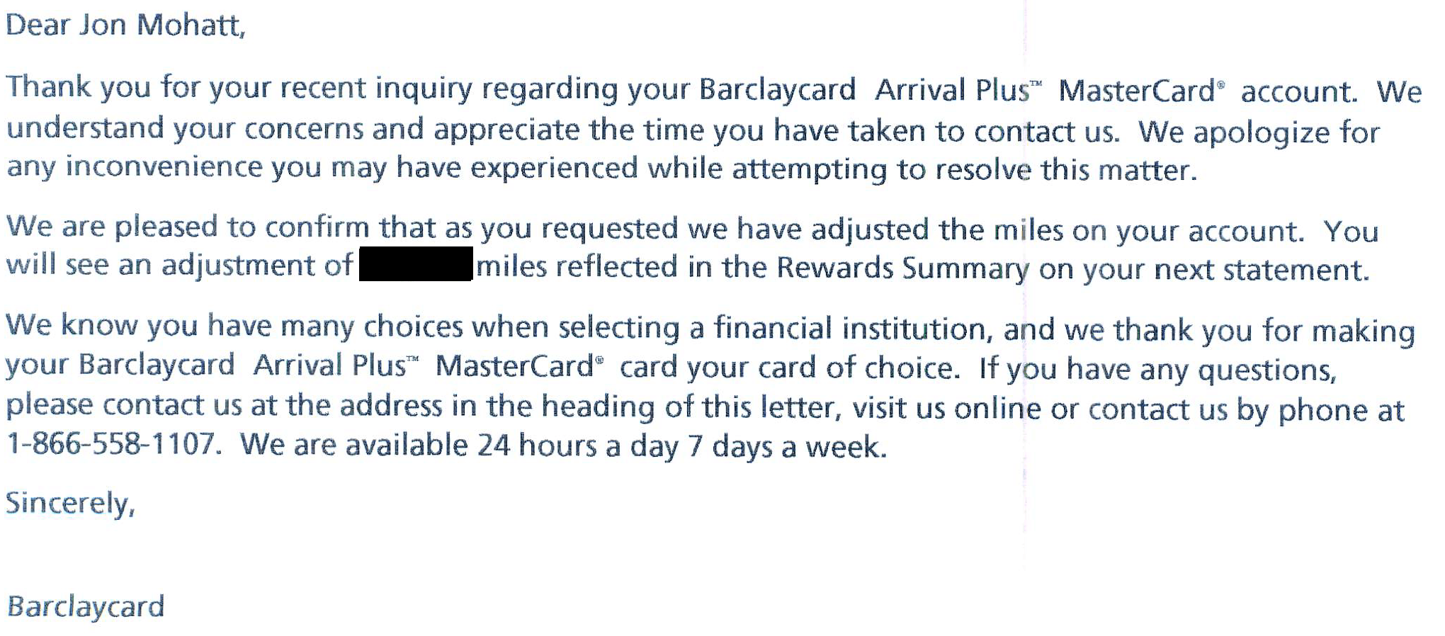 Barclaycard's Premiere Customer Service