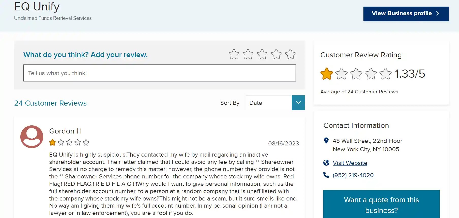 Eq Unify Scam Scam Mail Targeting Inactive Shareholders!