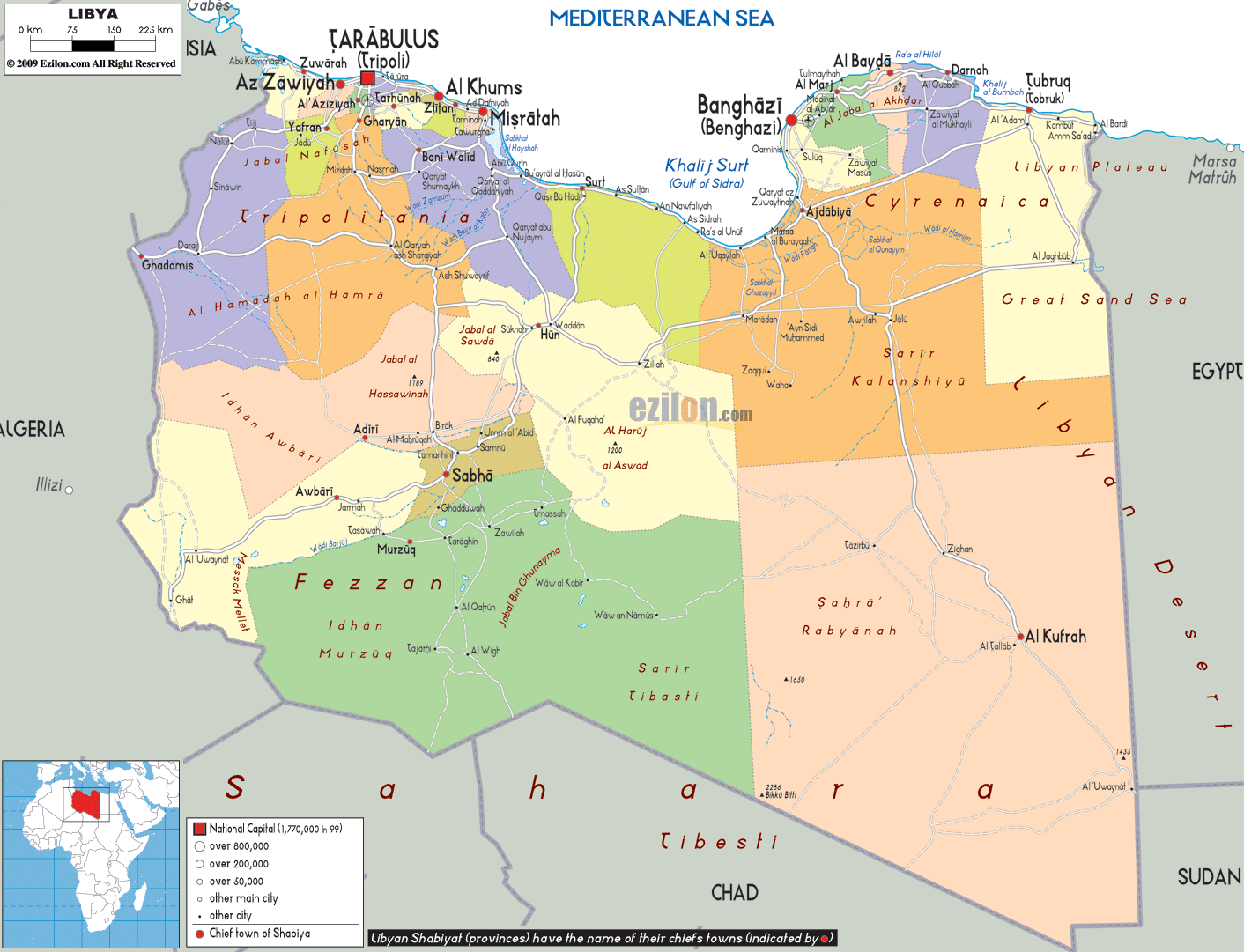 Libya Map With Cities Map of Libya