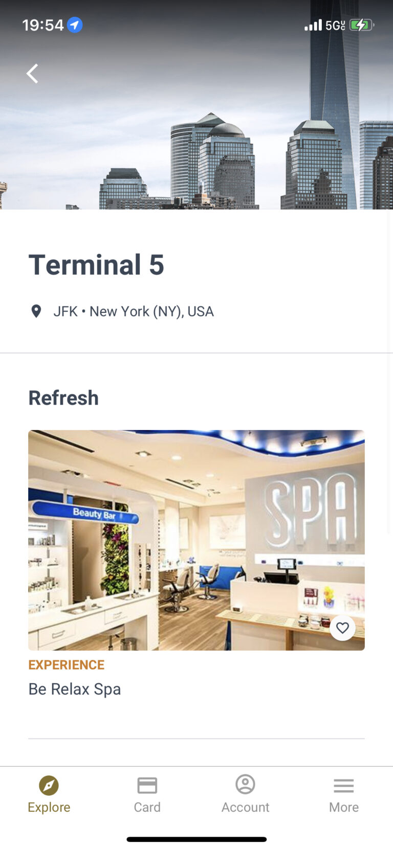 JFK Terminal 5's Only Airport Lounge The Be Relax Spa Experience with