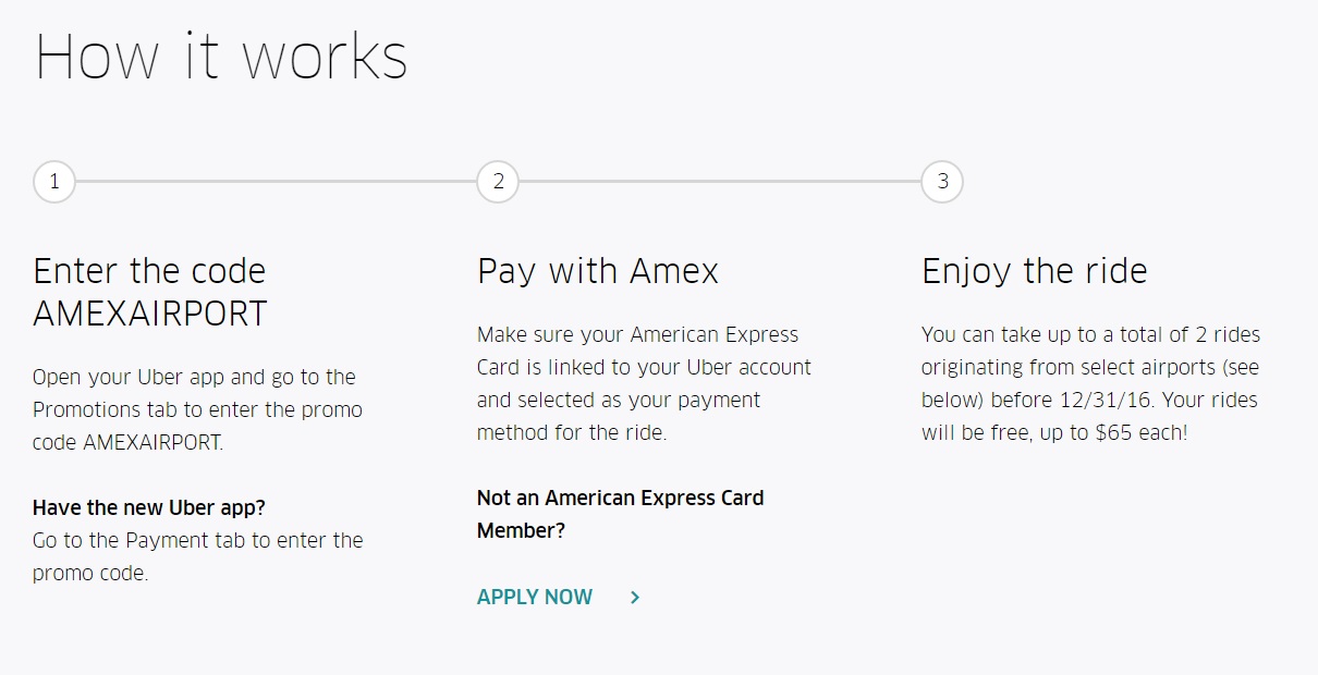 Two FREE 65 Airport Rides from Uber with American Express TravelUpdate