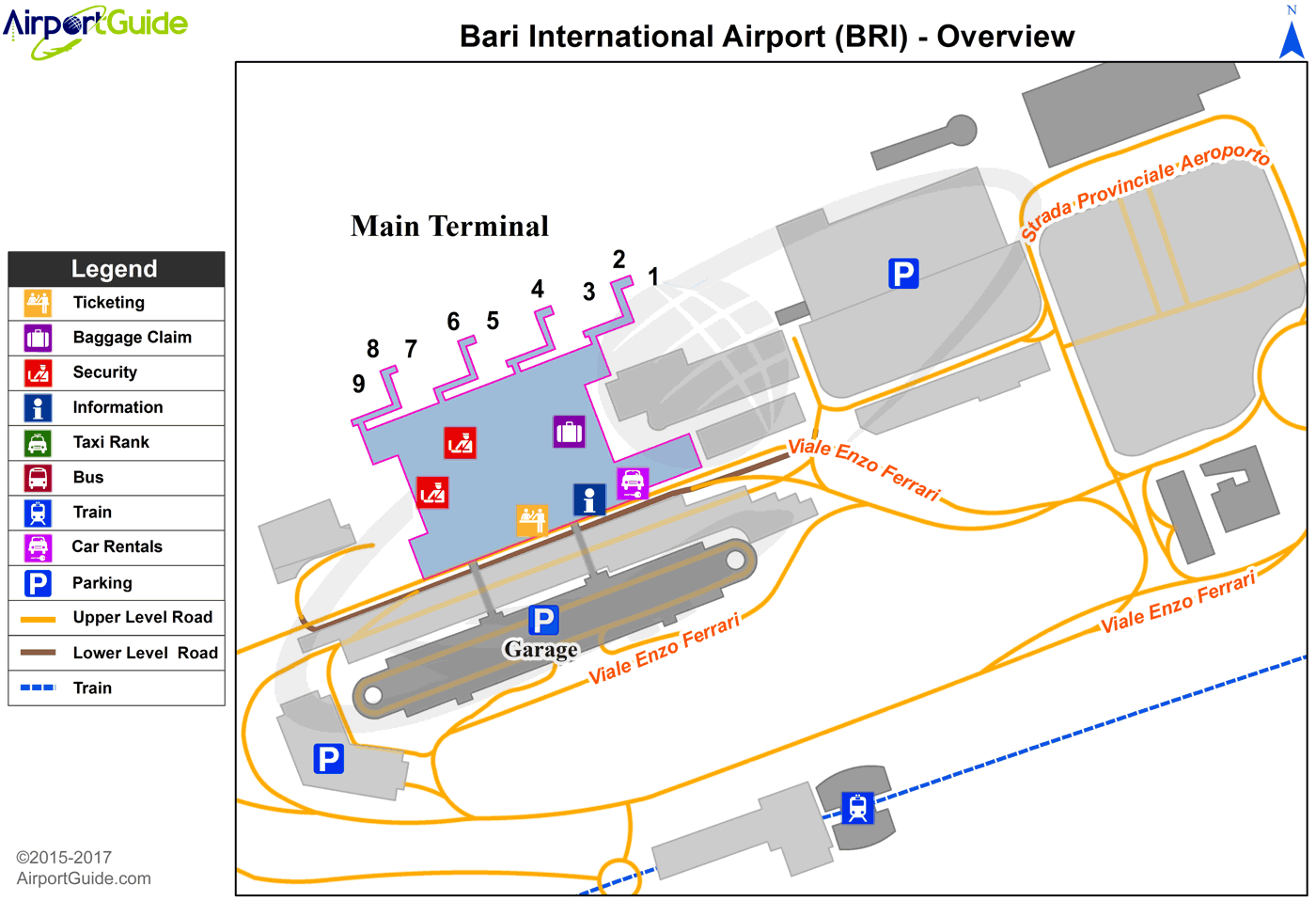 Bari Bari / Palese International (BRI) Airport Terminal Maps