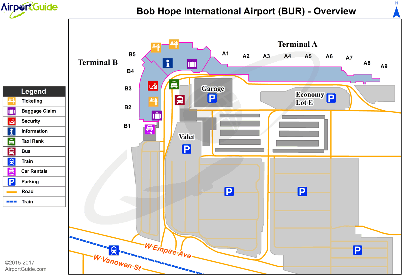 Burbank Bob Hope (BUR) Airport Terminal Maps