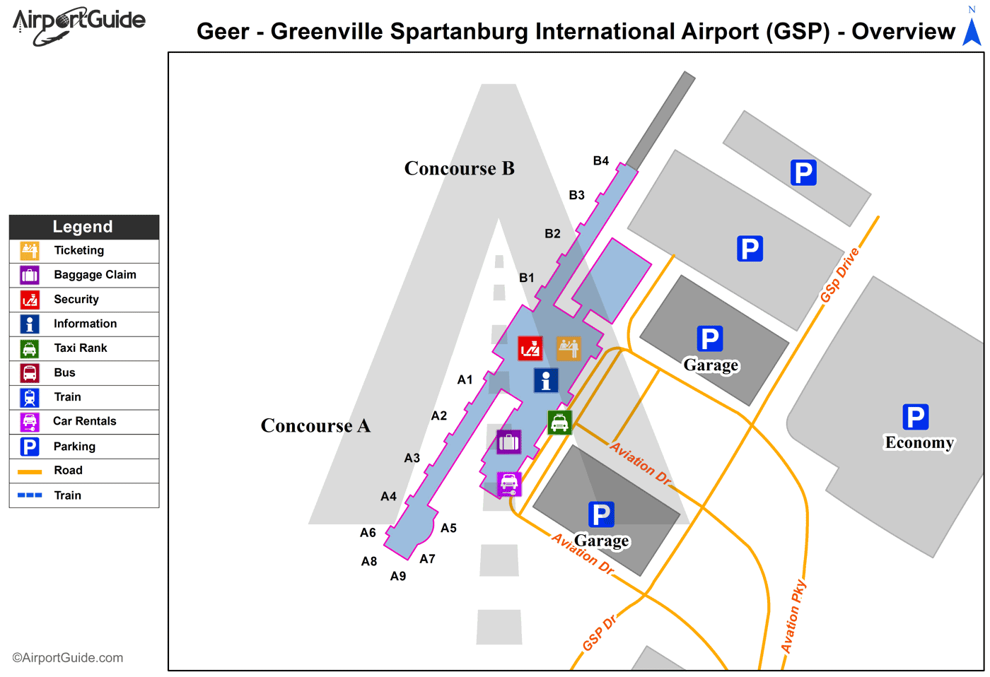 35 Greenville Spartanburg Airport Map Maps Database Source
