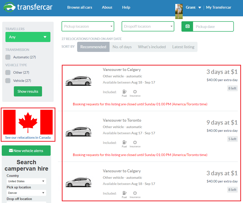 Road Trip Around Canada for Road Trip Around Canada for 1 / Day with